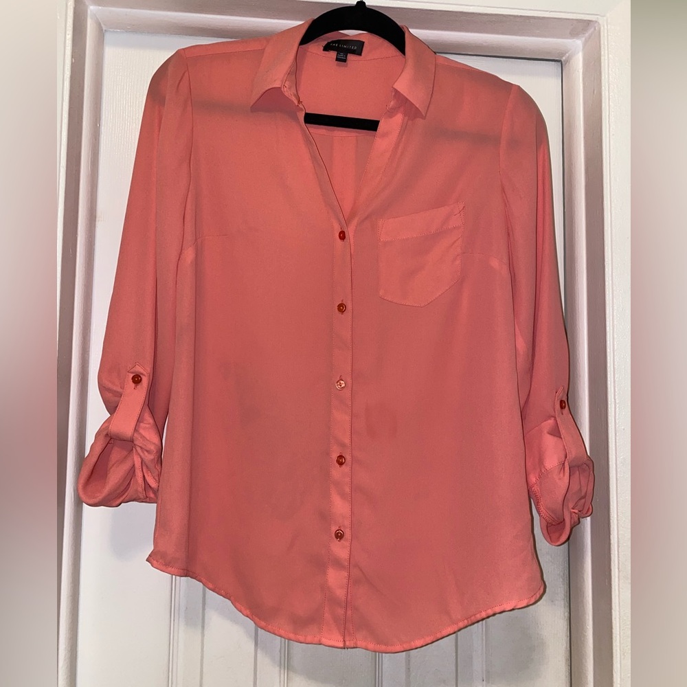 The Limited button down pink coral blouse